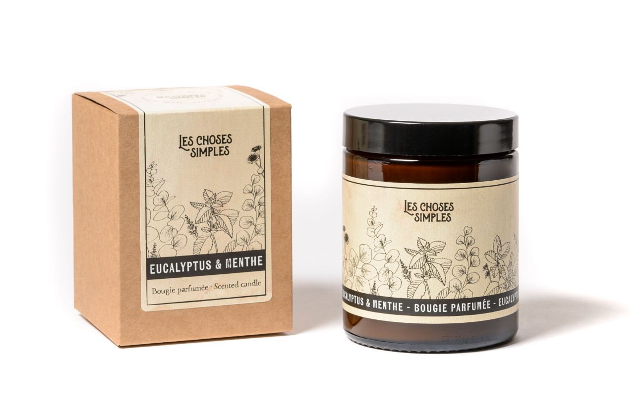 Natürliche Duftkerze aus Sojawachs  Eucalyptus & Menthe