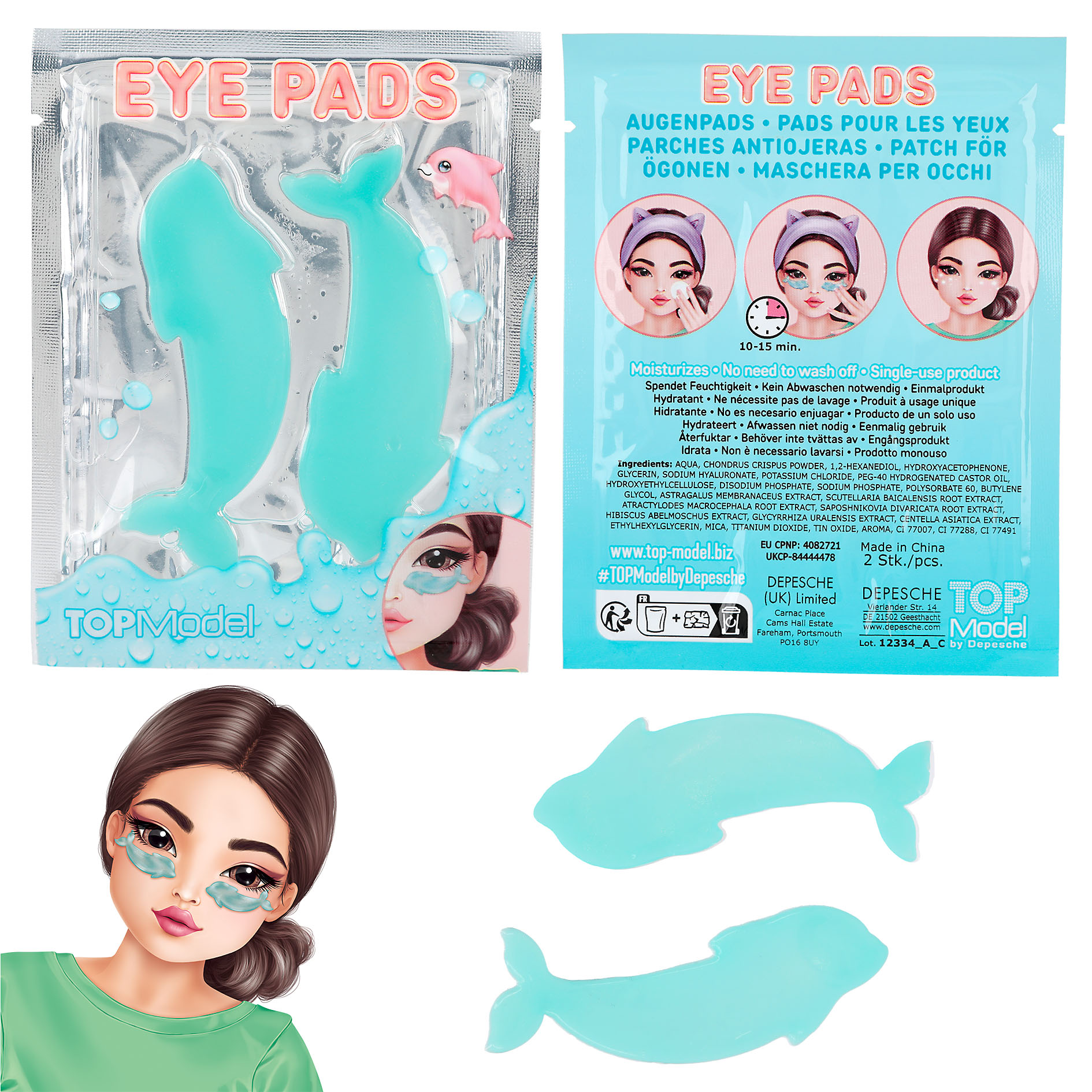 TOPModel Augenpads Beauty and me 12334 Türkis mit Delfine