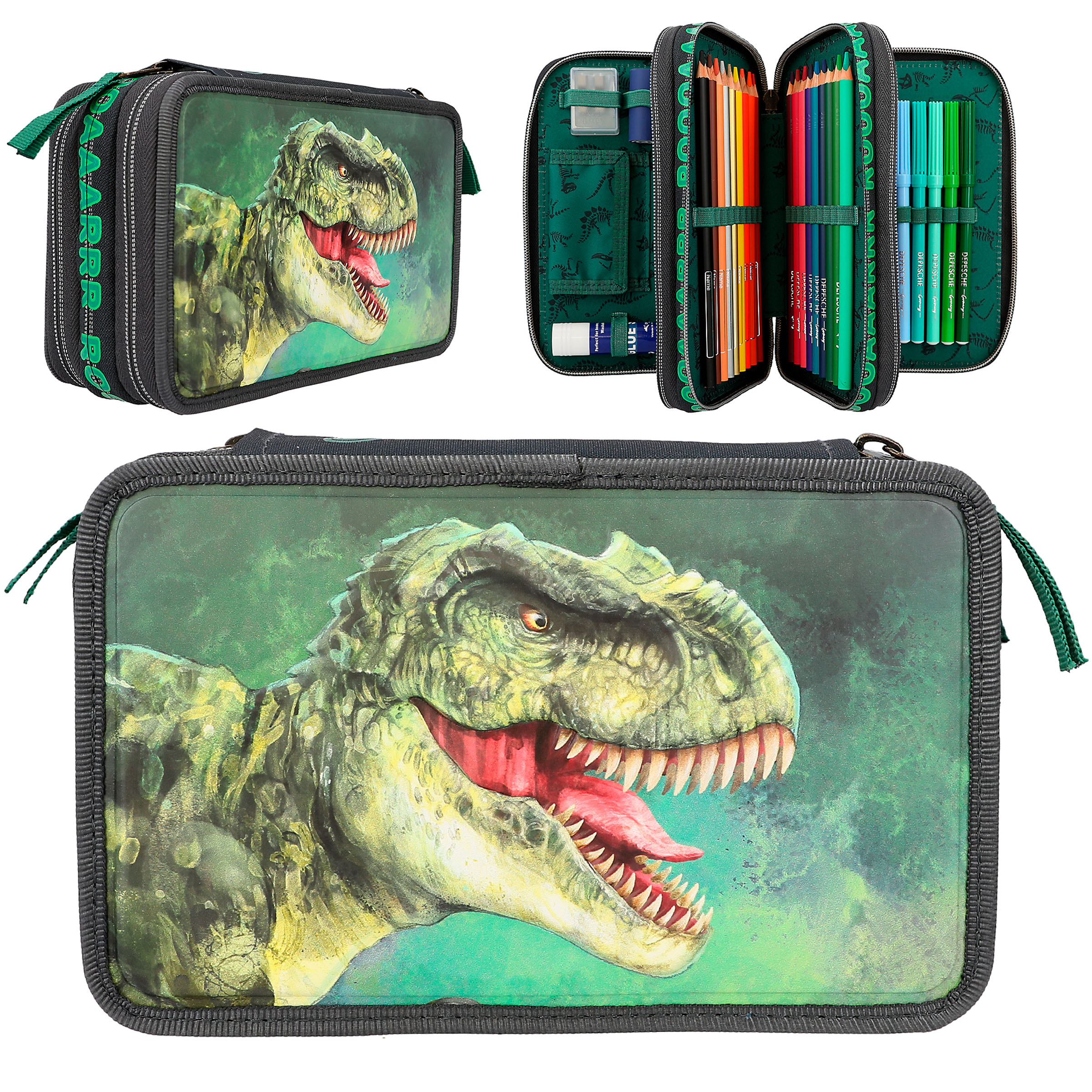 Dino World 3-fach Federtasche mit 3D Effekt 12475