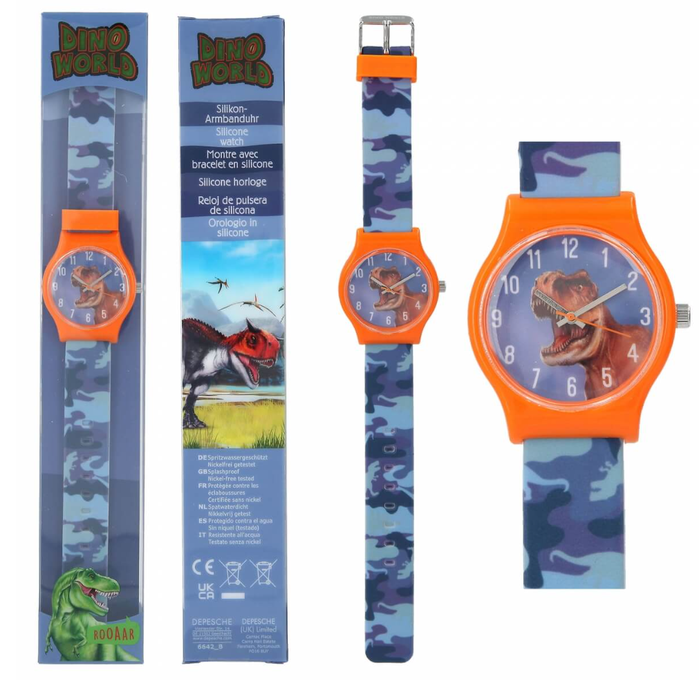 Dino World Silikon-Armbanduhr 6642 Blauer T-Rex