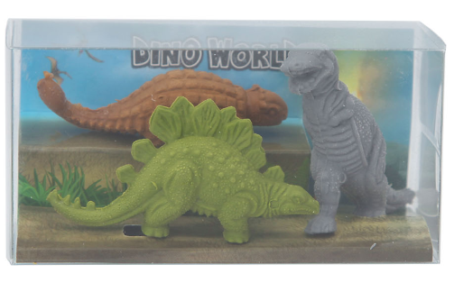 Dino World Dino-Radierer Set 11902 Blauer Hintergrund - T-Rex Grau