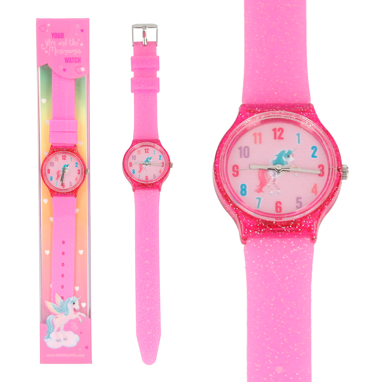  Ylvi & the Minimoomis Silikon-Armbanduhr 6945 Pink-Glitzer