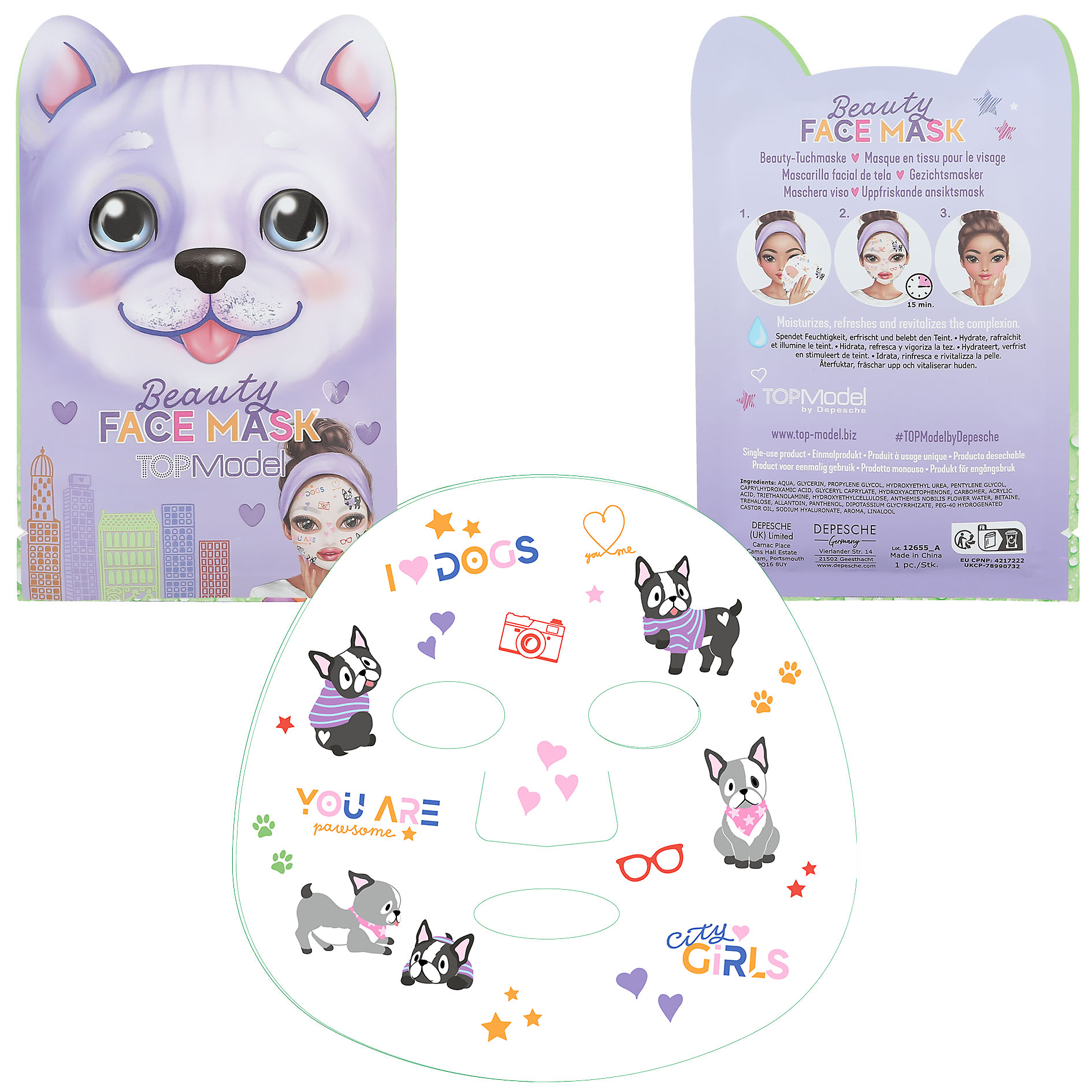 TOPModel Beauty Tuchmaske City Girls 12655 Hund Lila