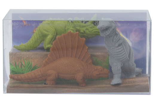 Dino World Dino-Radierer Set 11902 Lila Hintergrund - T-Rex Grau