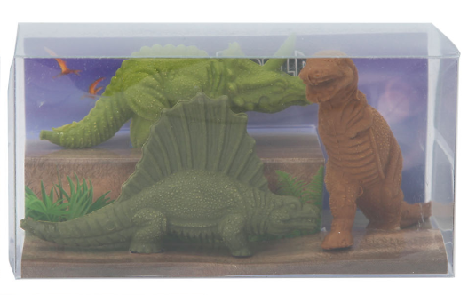 Dino World Dino-Radierer Set 11902  Lila Hintergrund - T-Rex Braun